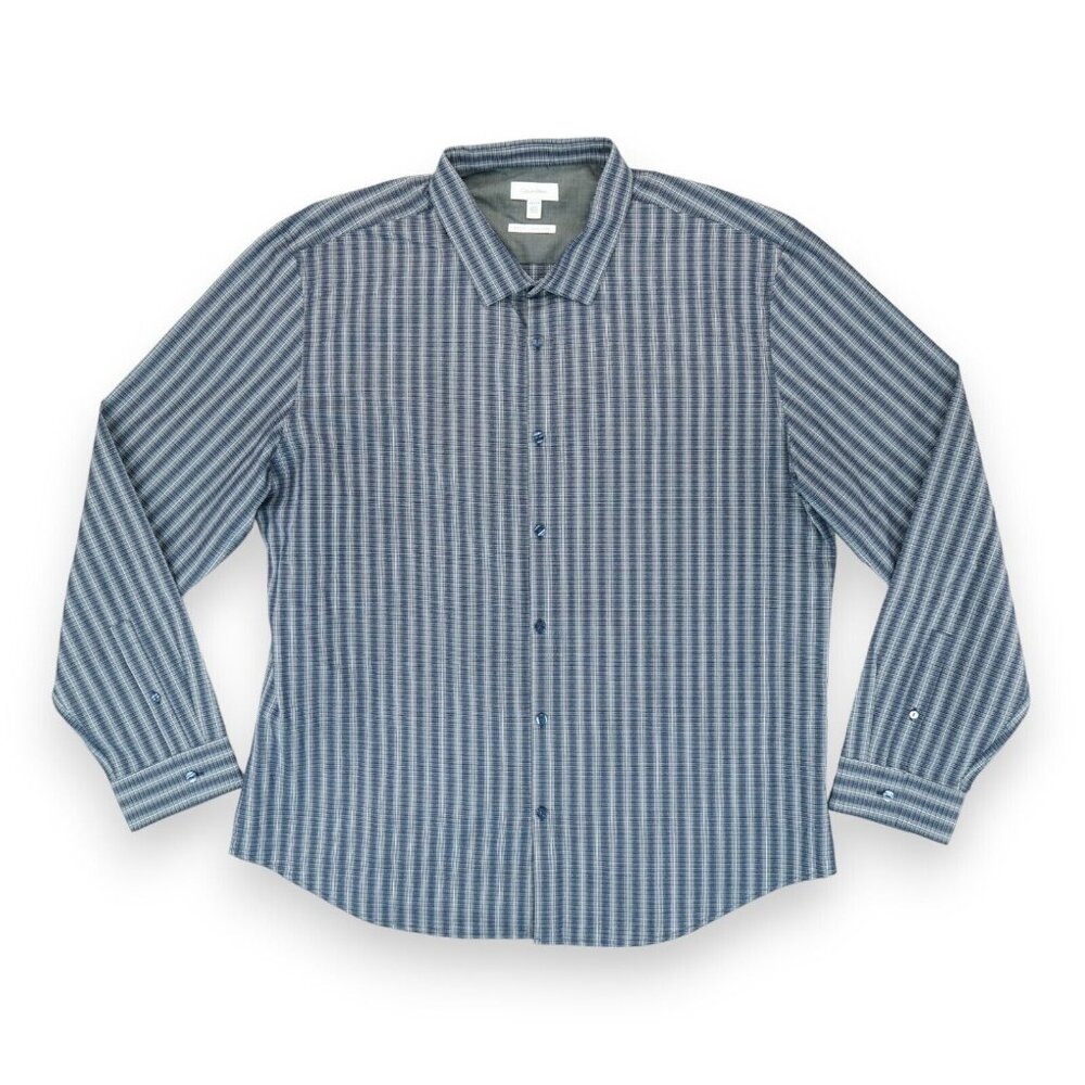 Calvin Klein Men's Body Fit Vertical Stripes Size XXL Long Sleeve 100% Cotton
